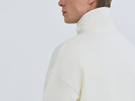 Толстовка с воротником-стойкой на молнии, Белый