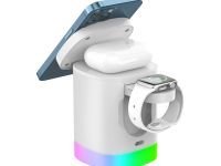 Беспроводное зарядное устройство Deppa MagSafe Tower Station 3 в 1 (23159) для iPhone/Apple Watch/Airpods 20Вт/подсветка (белый)
