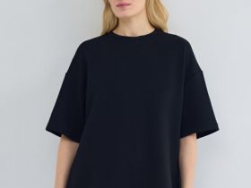 Футболка оверсайз с разрезами, Черный