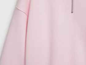 Толстовка с принтом и воротником на молнии, Розовый