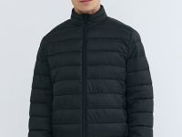 Утеплённая лёгкая куртка с воротником-стойкой, Черный