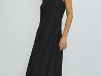 Платье макси из сатина, Черный