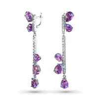 Серьги из серебра с аметистами и топазами э0607сг01260354