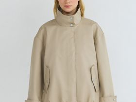 Короткая куртка с воротником-стойкой, Бежевый