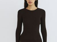 Приталенный джемпер с люрексом, Коричневый