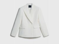Приталенный двубортный жакет, Белый