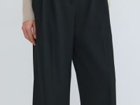 Широкие брюки со складками, Черный