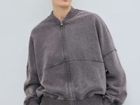 Бомбер с эффектом стирки, Серый