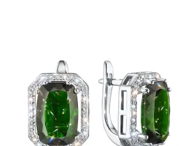 Серьги из белого золота с хромдиопсидами э4754сг12200401