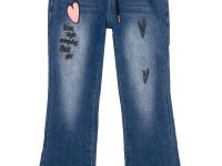 Брюки текстильные джинсовые утепленные флисом для девочек