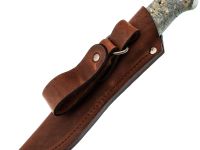 Охотничий нож Панцуй, сталь M398, рукоять кап березы, синий