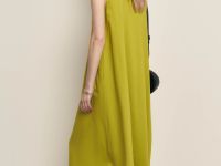 Платье миди льняное с округлым вырезом