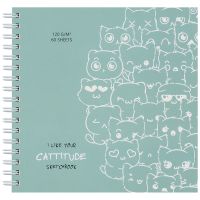 Скетчбук MESHU "Cat wave"150*150 мм, 60 л, 120 г, на гребне, soft-touch