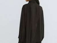 Шифоновая блузка с шарфом, Коричневый