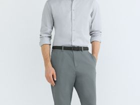 Чиносы из твила с ремнём, Серый