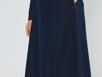 Юбка миди A-силуэта, Синий