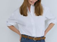 Свободная рубашка из хлопка, Белый