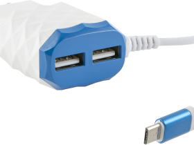 Зарядное устройство Red Line NC-2.1AC(B) USB/USB с кабелем microUSB 10 Вт Белое / Синее