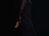 Ажурное платье миди, Черный