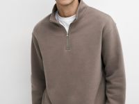 Толстовка с воротником-стойкой на молнии, Бежевый