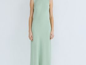 Приталенное платье из тенселя с расклешенной юбкой, Зеленый