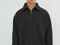 Толстовка с воротником-стойкой на молнии, Коричневый