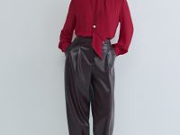 Блузка с шарфом, Красный