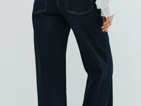 Широкие джинсы Wide leg с высокой посадкой, Синий