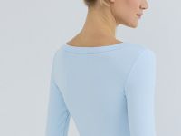 Приталенный лонгслив в рубчик, Голубой