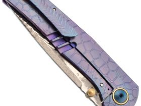 Складной нож Assassin knives Argo 2.0, сталь M398/Damascus, рукоять титан, фиолетовый