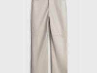 Прямые брюки из искусственной кожи, Бежевый