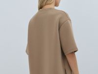 Футболка оверсайз с принтом, Бежевый