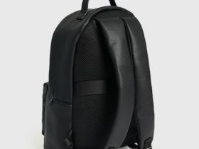 Рюкзак из искусственной кожи с карманом, Черный