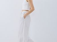 Широкие брюки со льном, Бежевый