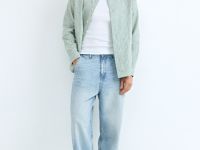 Рубашка в полоску из смесового льна, Зеленый