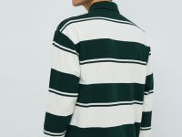 Поло в полоску с длинным рукавом, Зеленый