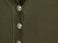 Вязаное платье с воротником поло на пуговицах, Зеленый