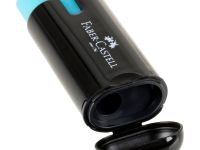 Точилка пластиковая с ластиком Faber-Castell "Combi" 1 отверстие, контейнер, ассорти