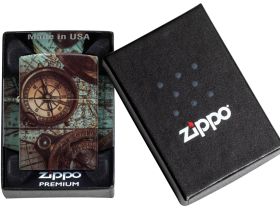 Зажигалка ZIPPO Compass Design с покрытием 540 Matte, латунь/сталь, разноцветная