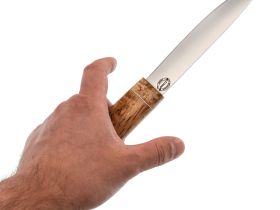 Нож Северный средний, сталь Х12 МФ, рукоять карельская береза, с откованным долом