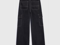 Джинсы с карго-карманами для девочек, Черный