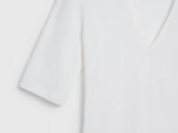 Футболка в рубчик с V-вырезом, Белый