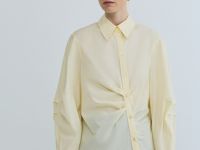Рубашка с асимметричной застёжкой, Желтый