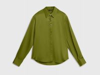 Сатиновая блузка из вискозы, Зеленый