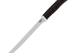 Филейный нож Нерпа, сталь 65Х13, гибкое лезвие, рукоять кожа