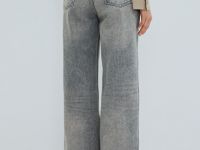 Широкие джинсы с высокой посадкой, Серый