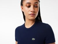 Женская хлопковая футболка Lacoste классического приталенного кроя