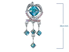 Серьги из серебра с аметистами и топазами э0681сг01260379