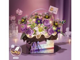 1952_MK Конструктор Фиолетовый букет в корзинке