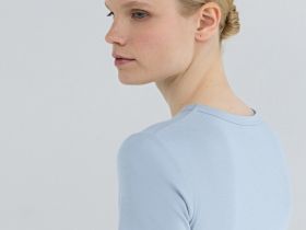 Приталенная футболка в рубчик, Голубой